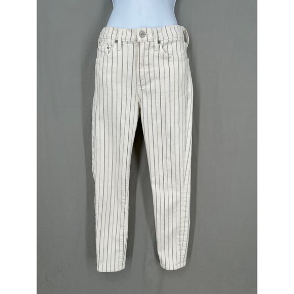 Citizens Of Humanity Jeans Womens 25 Beige Striped Rocket Crop High Rise Skinny - Picture 1 of 11